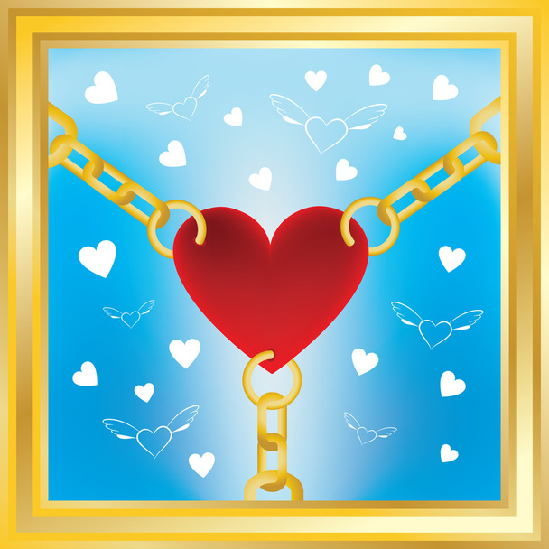 Heart in golden chains - Vector, Image