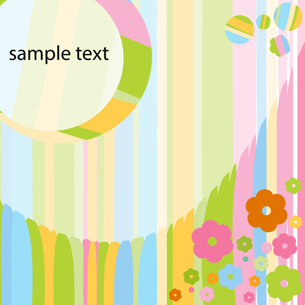 kaart voor babymeisje met kleurrijke bloemen - Vector, afbeelding
