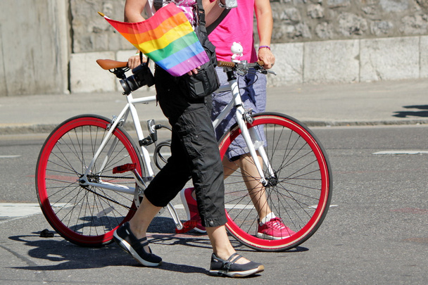Gaypride en fiets - Foto, afbeelding