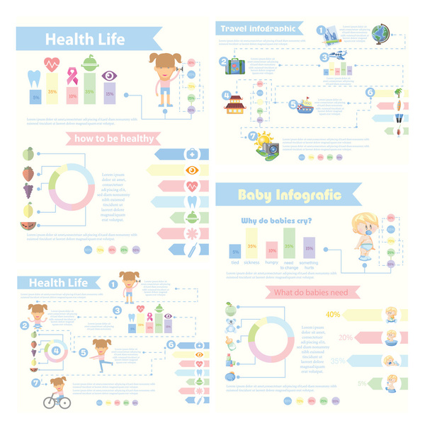 Set of different Infographics - Vettoriali, immagini