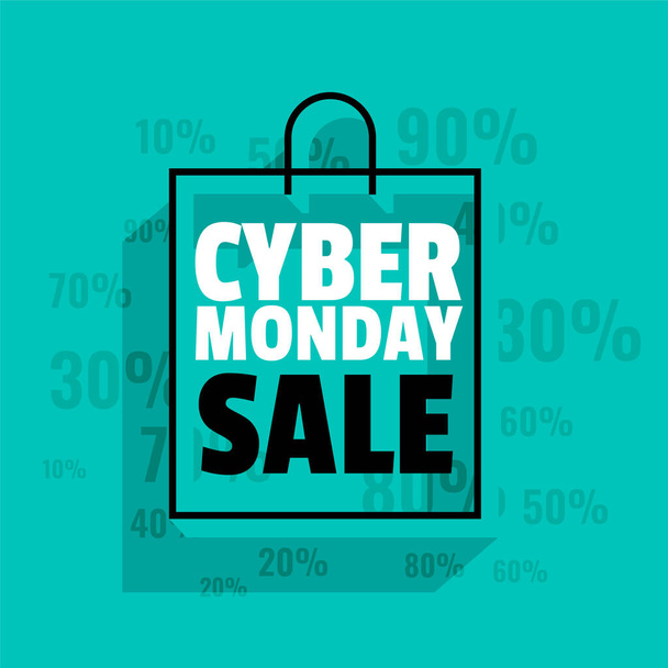 Cyber-Monday-Sale Einkaufstasche mit Rabattangeboten  - Vektor, Bild