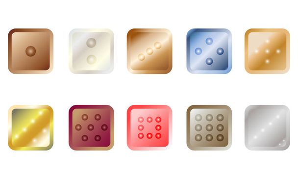 Conjunto de cores número de brinquedos ícones quadrados símbolo de entretenimento dominó abstrato fundo vetor ilustração - Vetor, Imagem