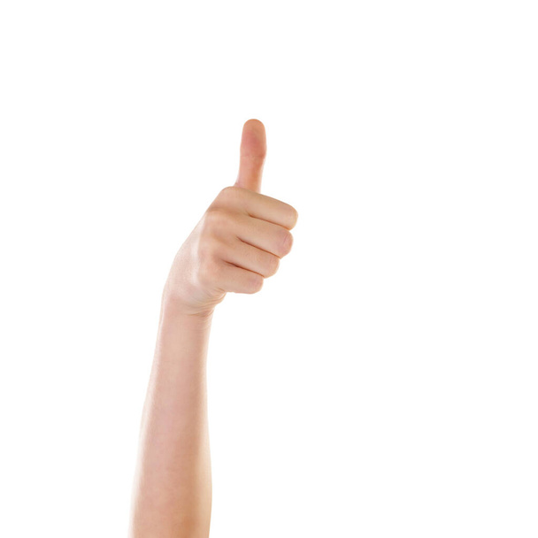 That was good. a hand showing thumbs up isolated on white - Photo, Image