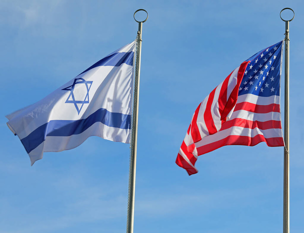 flag of united states of america and israel waving - Photo, Image