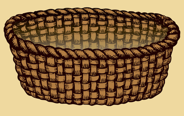 Vector monochrome picture. Empty wicker basket - Vector, Image