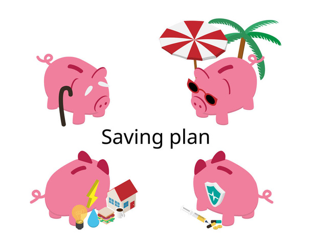 piano di risparmio con asset allocation per distribuire la spesa del piano monetario - Vettoriali, immagini