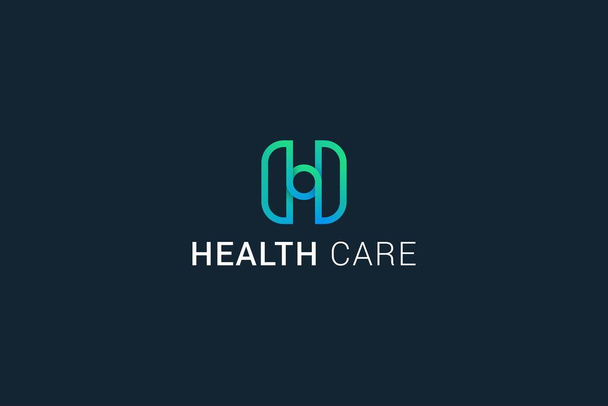 H 3d mavi gradyan modern sağlık logosu - Vektör, Görsel
