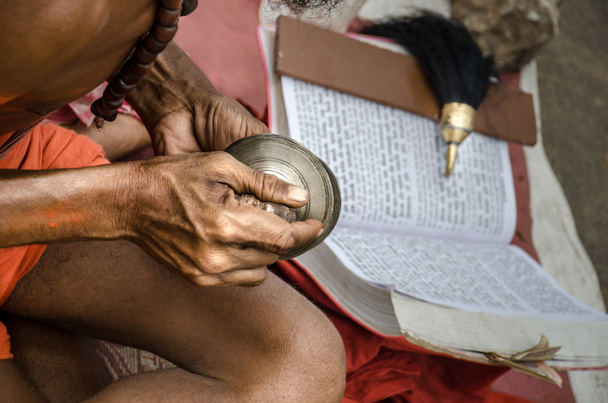 indische Sadhu spielen und lesen auf der Straße - Foto, Bild