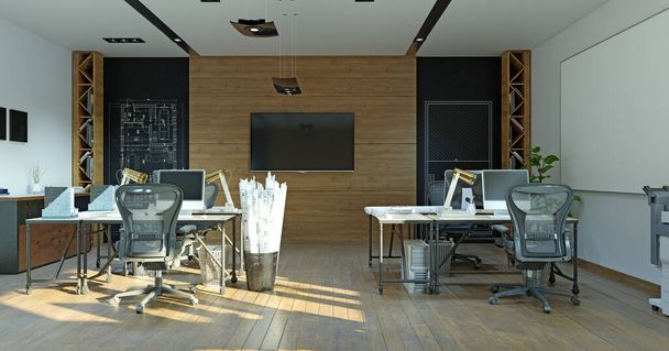 modern irodai belső tér (3d renderelés design koncepció) - Fotó, kép