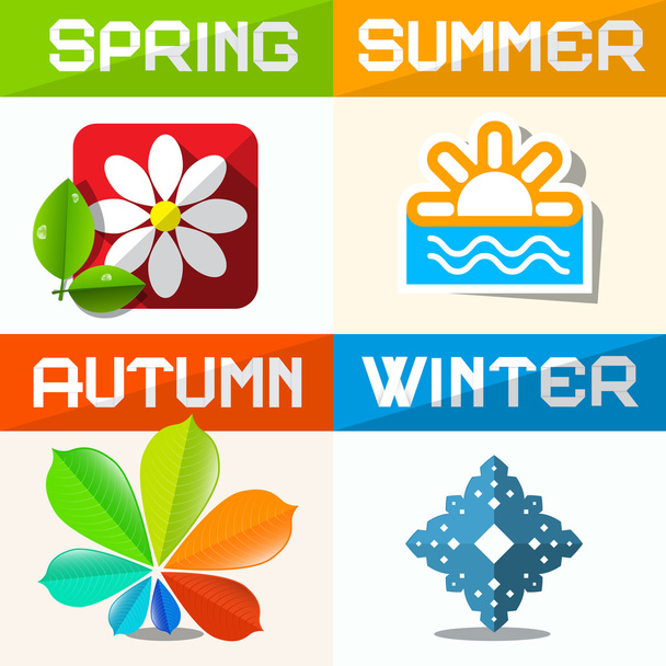 Four Seasons Paper Vector Symbols  - Vector, Image