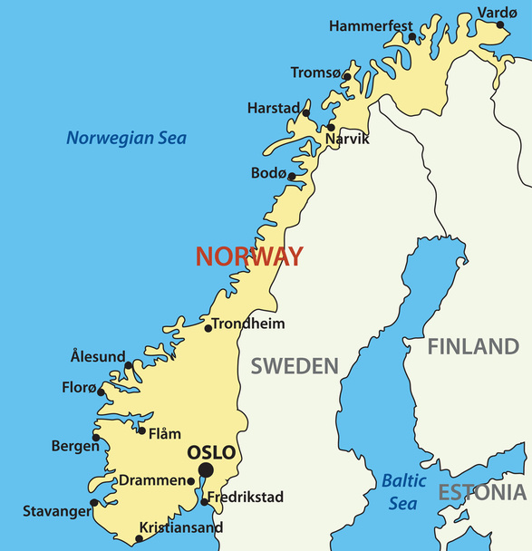 Vector map - Norway - Вектор, зображення