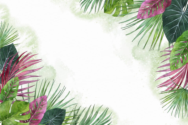 käsin maalattu trooppiset lehdet tausta vektori suunnittelu kuva - Vektori, kuva
