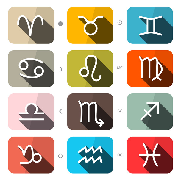 Zodiac - Conjunto de ícones vetoriais quadrados do horóscopo
 - Vetor, Imagem