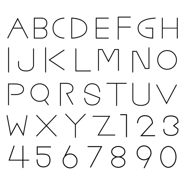 アルファベットの字体と番号 - ベクター画像