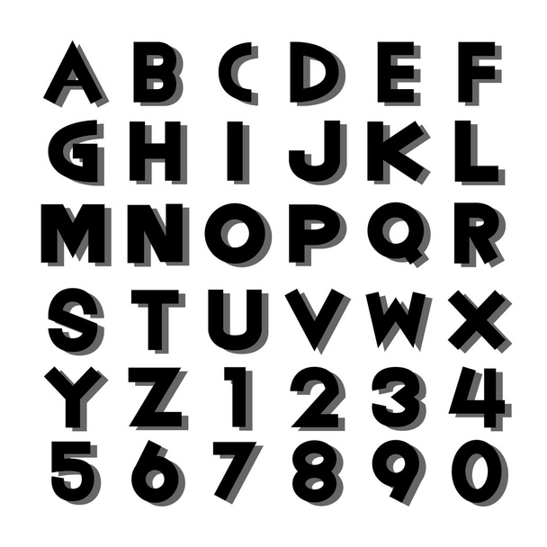 Alphabet fonts and numbers - Vektor, kép