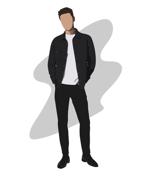 Stylish man. Cartoon male characters. Men in fashion clothes. Flat style vector illustration. - Vecteur, image
