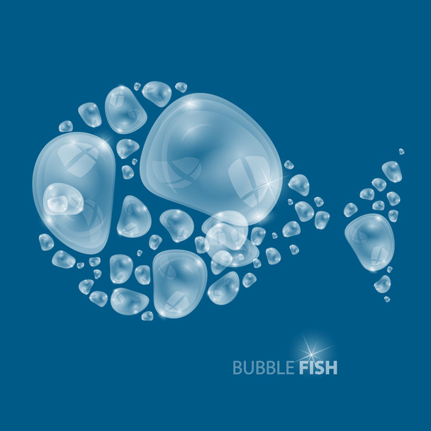 Vector Bubble Fish on Blue Background - Vector, Image