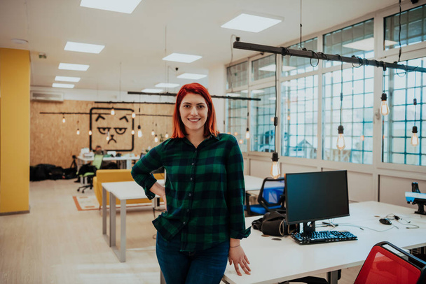 Female boss, manager executive posing in a modern startup office. High quality photo - Fotó, kép