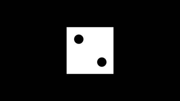 Λευκή εικόνα ζαριών σε μαύρο φόντο. τζόγος καζίνο. Δυναμικό υλικό για την εργασία σας. 4K video animation για γραφικά κίνησης και σύνθεση - Πλάνα, βίντεο