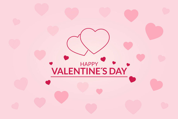 Hearts around background on text of happy valentine's day. Vector illustration. - Vettoriali, immagini