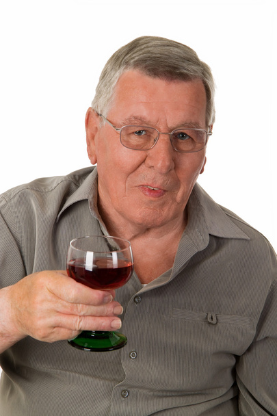 Old man with red wine - Foto, Imagem