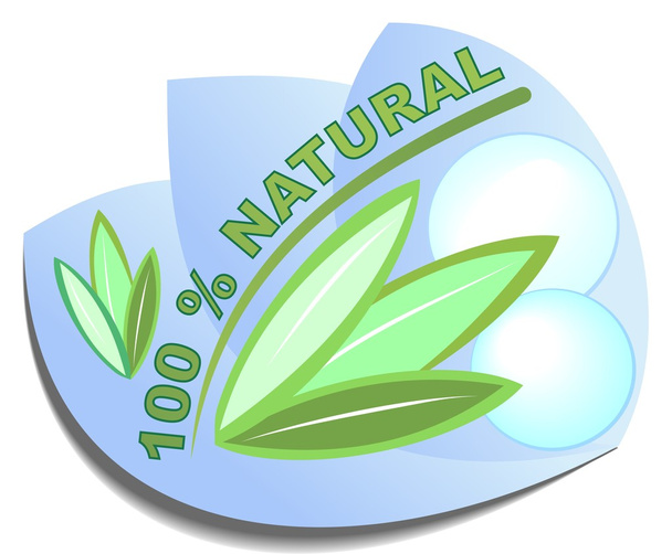 Метка 100% натуральная для здорового натурального продукта
 - Вектор,изображение