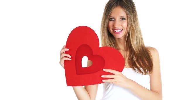 Piros szív Valentin-napra nő - Felvétel, videó