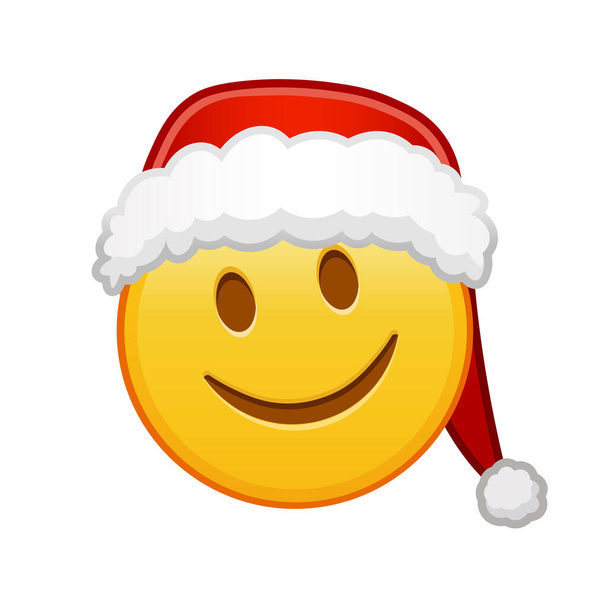 Cara de Navidad ligeramente sonriente Gran tamaño de la sonrisa amarilla emoji - Vector, imagen