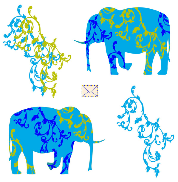 Letter and elephants - Vector, Imagen