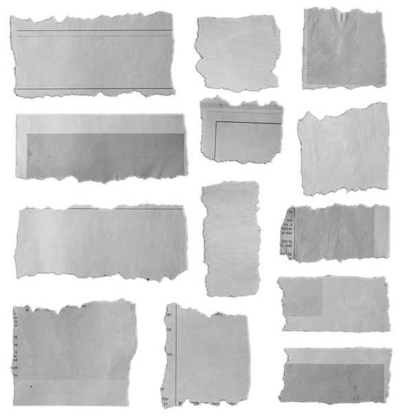 Тринадцять шматків рваного паперу на звичайному фоні
  - Фото, зображення