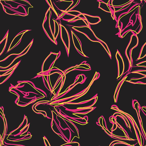 Bloemen penseelstreken naadloos patroon ontwerp voor mode textiel, graphics, achtergronden en ambachten - Vector, afbeelding