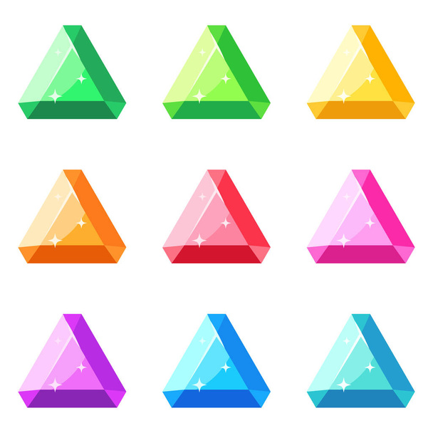Conjunto de gemas en estilo plano aislado - Vector, imagen