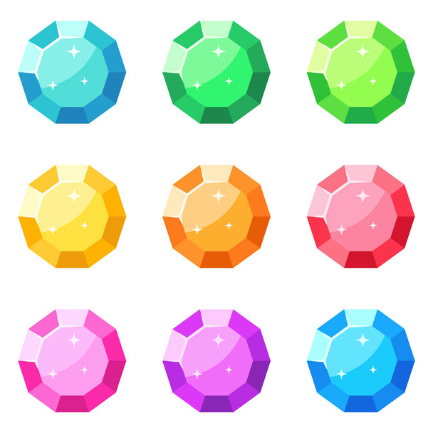 Set of gems in flat style isolated - Vector, Image