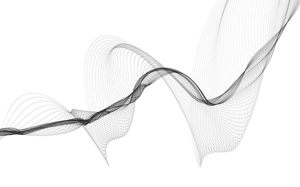 Fundo abstrato com linhas de onda monocromáticas sobre fundo branco. Antecedentes modernos. - Foto, Imagem
