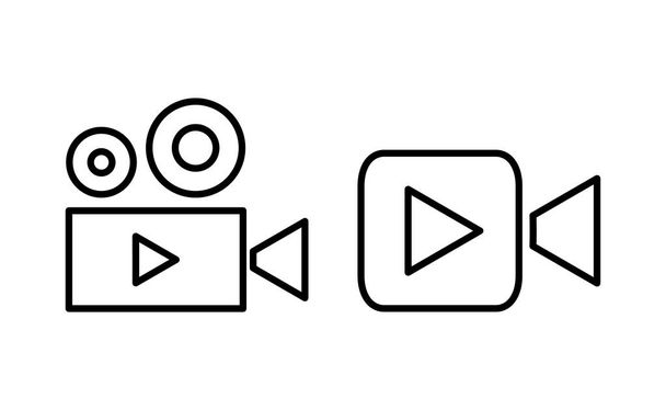 Vector de icono de vídeo para web y aplicación móvil. signo y símbolo de la cámara de vídeo. Signo de película. cine - Vector, imagen