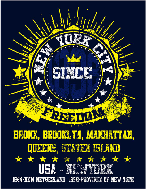 New York City Man College T-shirt Design Gráfico
 - Vetor, Imagem