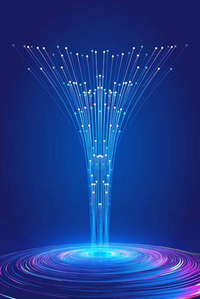 Kleur dot lijn spiraal vortex lancering Internet technologie big data achtergrond - Vector, afbeelding