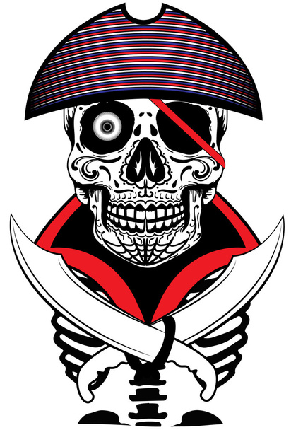 Kafatası denizci adam sanat T shirt grafik tasarım - Vektör, Görsel