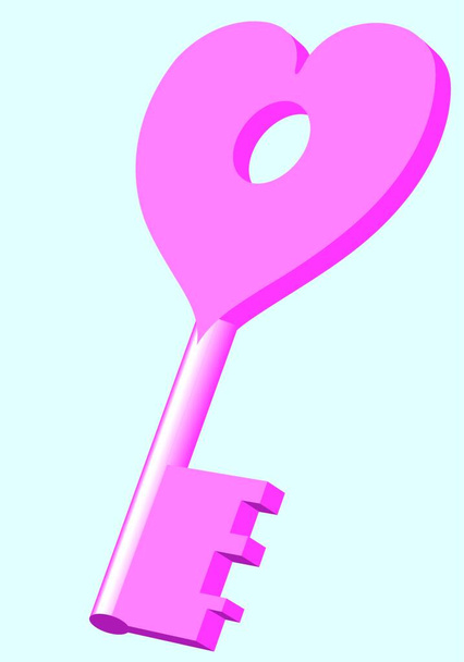 Key from heart, simple vector illustration - Vector, afbeelding