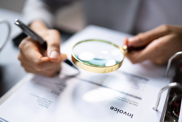 Auditor Using Magnifying Glass For Audit And Fraud Investigation - Fotó, kép
