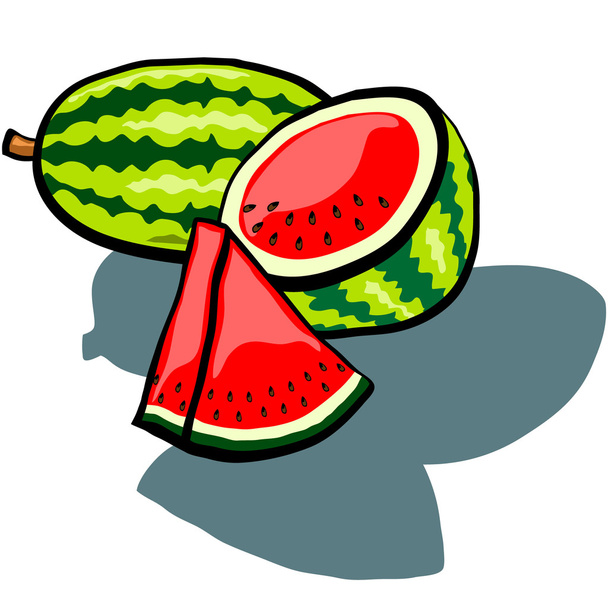 Watermelon Whole, Half and Wedge - Vector, Image