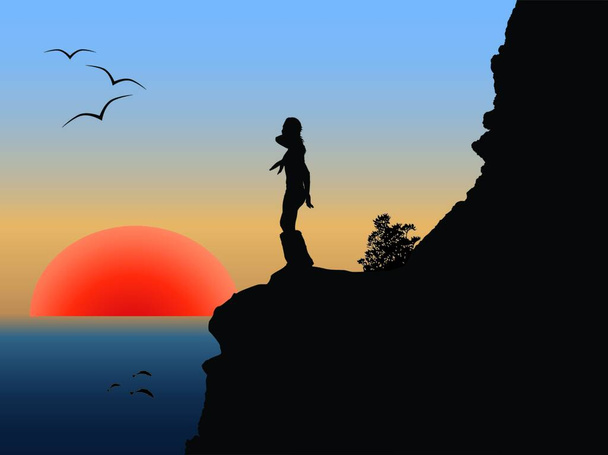 Illustration du coucher de soleil romantique vectoriel - Vecteur, image