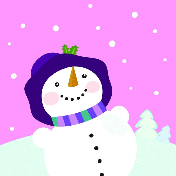 Il neige, dame bonhomme de neige d'hiver  - Vecteur, image