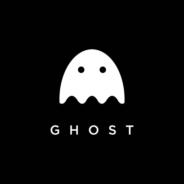 Simple ghost logo icon vector template on black background - Vektör, Görsel
