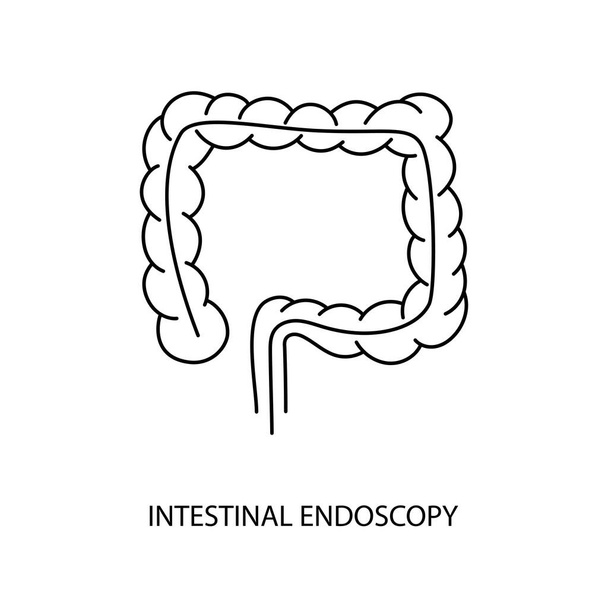 Ilustração da endoscopia intestinal. Equipamento para linha de ícones de endoscopia em vetor - Vetor, Imagem