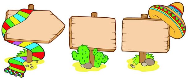 Panneaux en bois mexicain, illustration vectorielle graphique - Vecteur, image