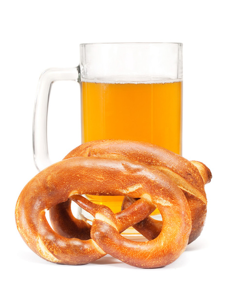 Pretzels And Beer in glass - Фото, зображення