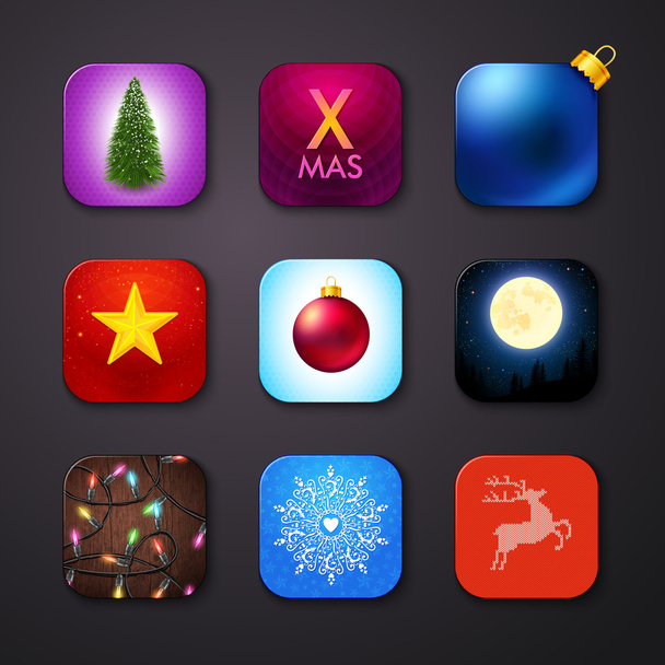 Set of icons stylized like mobile app - Vektor, Bild