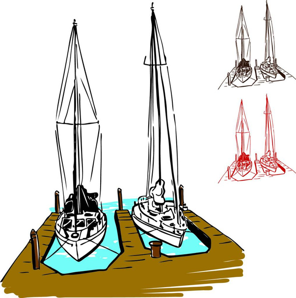 Port jachtowy, ilustracja wektora graficznego - Wektor, obraz