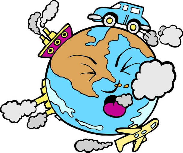 Wereldwijde vervuiling, kleurrijke vectorillustratie  - Vector, afbeelding